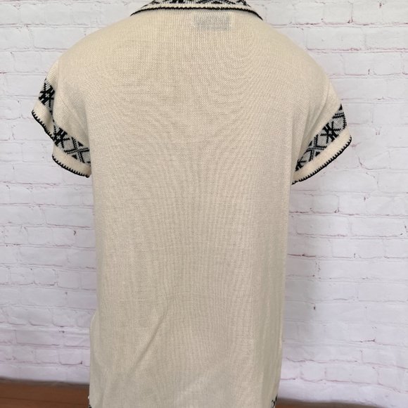 70's Aztec Print Open Cardigan - Short Sleeve - Size Medium - Picture 6 of 7
